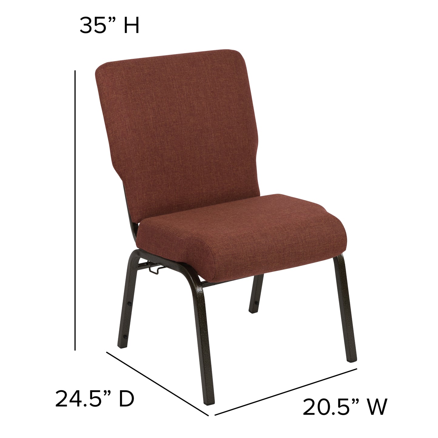 Advantage 20.5 in. Cinnamon Molded Foam Church Chair Cinnamon Fabric/Gold Vein Frame