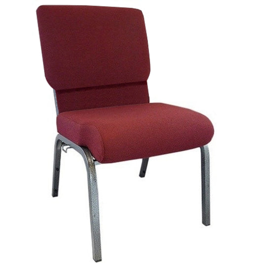 Advantage Maroon Church Chair 20.5 in. Wide Maroon Fabric/Silver Vein Frame PCHT-104
