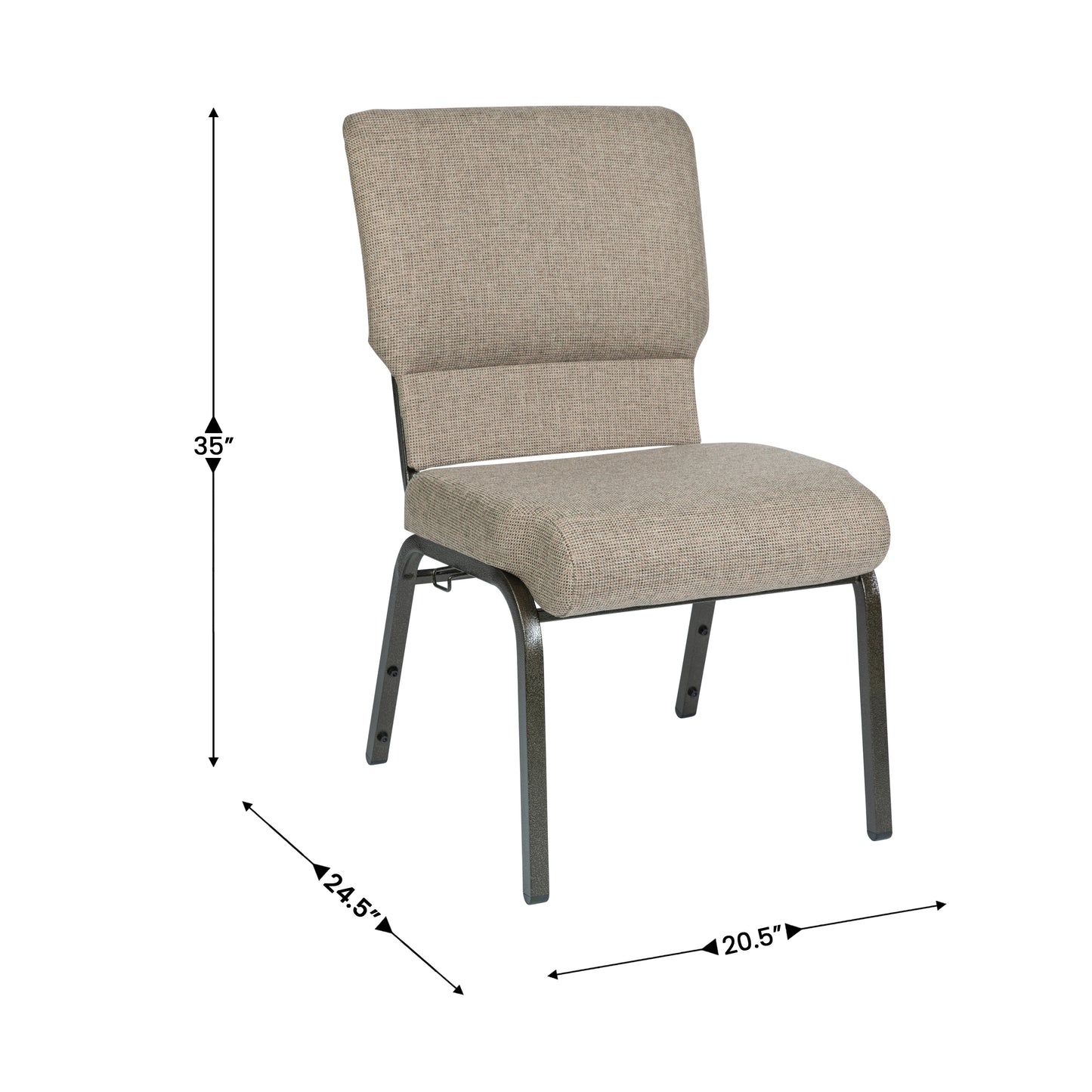 Advantage Mixed Tan Church Chair 20.5 in. Wide Mixed Tan Fabric/Gold Vein Frame