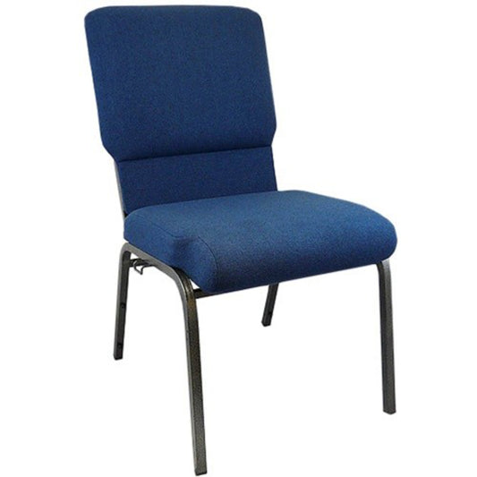 Advantage Navy Church Chairs 18.5 in. Wide Navy Fabric/Silver Vein Frame PCHT185-101