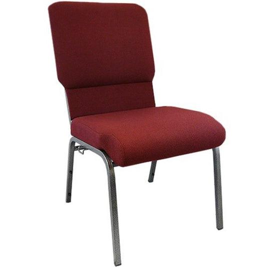 Advantage Maroon Church Chairs 18.5 in. Wide Maroon Fabric/Silver Vein Frame PCHT185-104