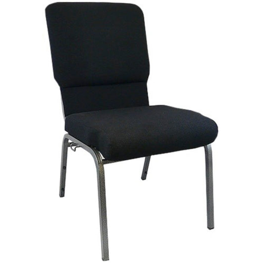 Advantage Black Church Chairs 18.5 in. Wide Black Fabric/Silver Vein Frame PCHT185-108