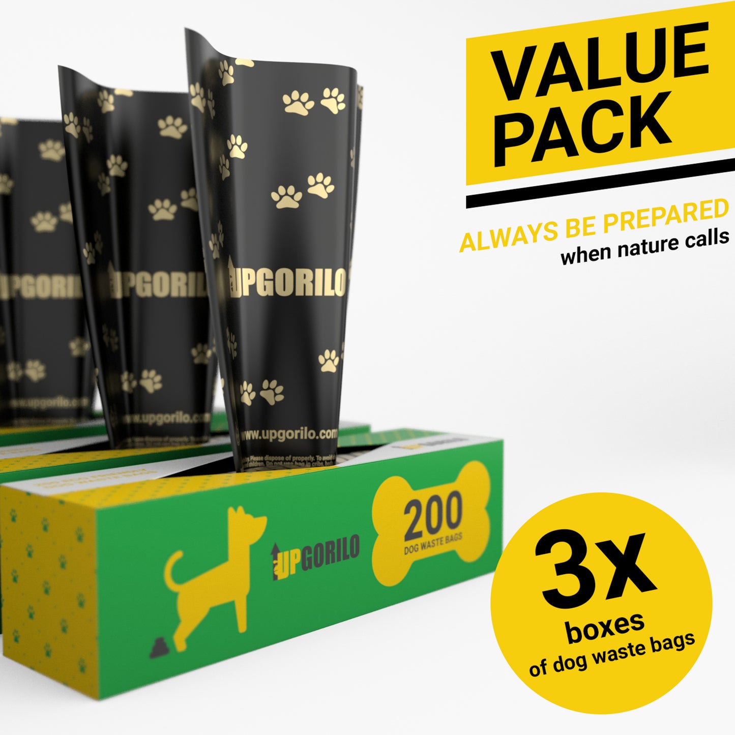Kessler 3 Roll Set of 8 x 13 Unscented Premium Pet Waste Station Bags, 600 Extra Thick and Strong Leak Proof Dog Waste Bags Black