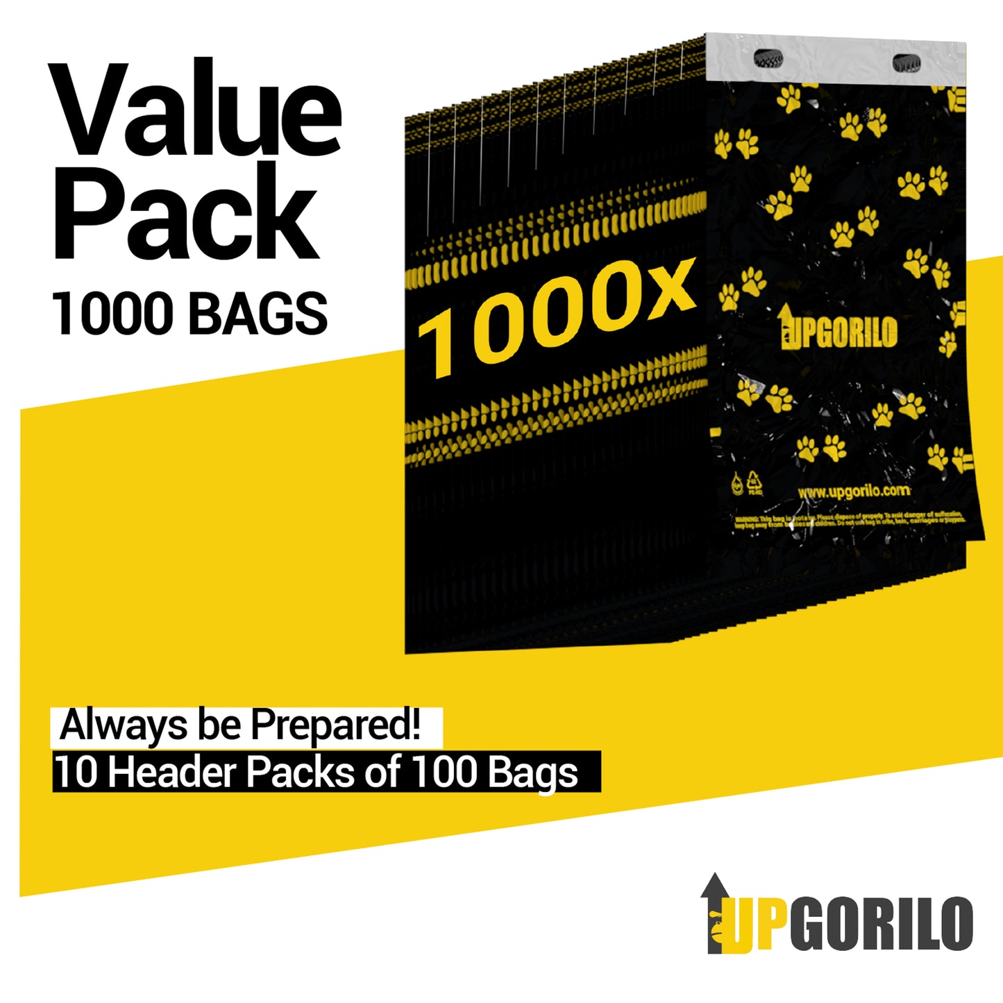 Kessler 10 Pack Header Pull Out Bag 100 Count Sets - 1000 Premium Leak Proof Unscented Pet Waste Station Bags Black