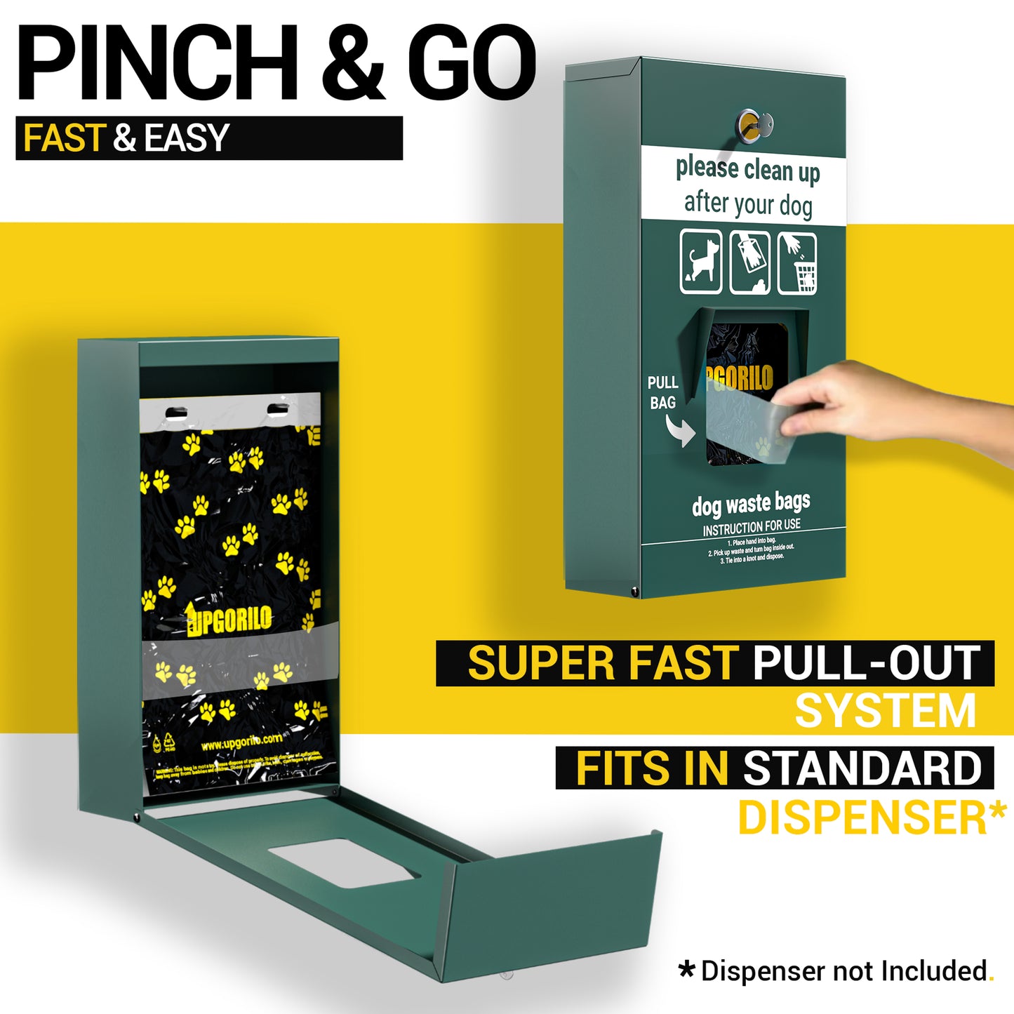 Kessler 10 Pack Header Pull Out Bag 100 Count Sets - 1000 Premium Leak Proof Unscented Pet Waste Station Bags Black