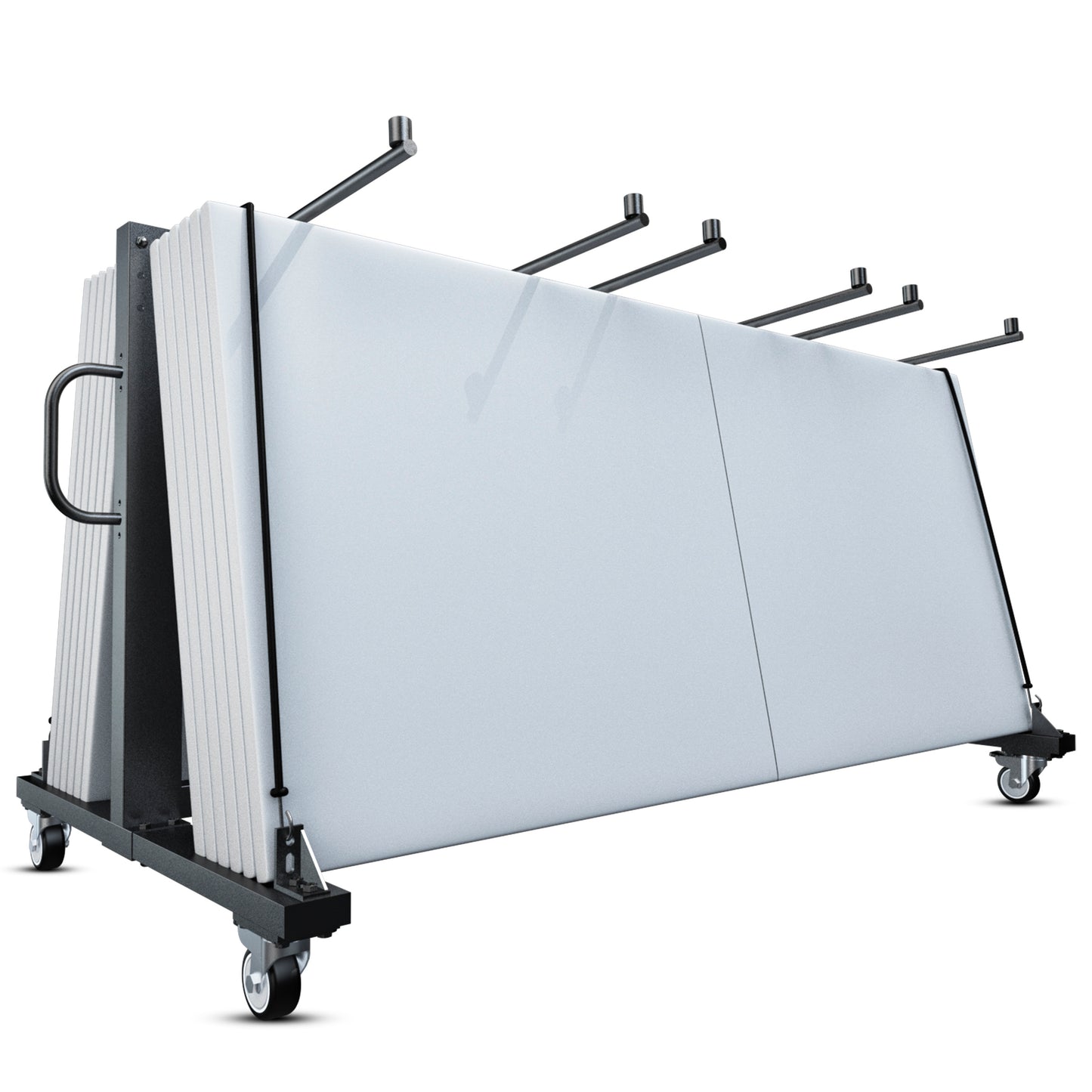 Hawkins Heavy Duty Folding Table and Chairs Mobile Cart-Locking Wheels, Holds up to 42 Folding Chairs or 12 Tables, Black Black