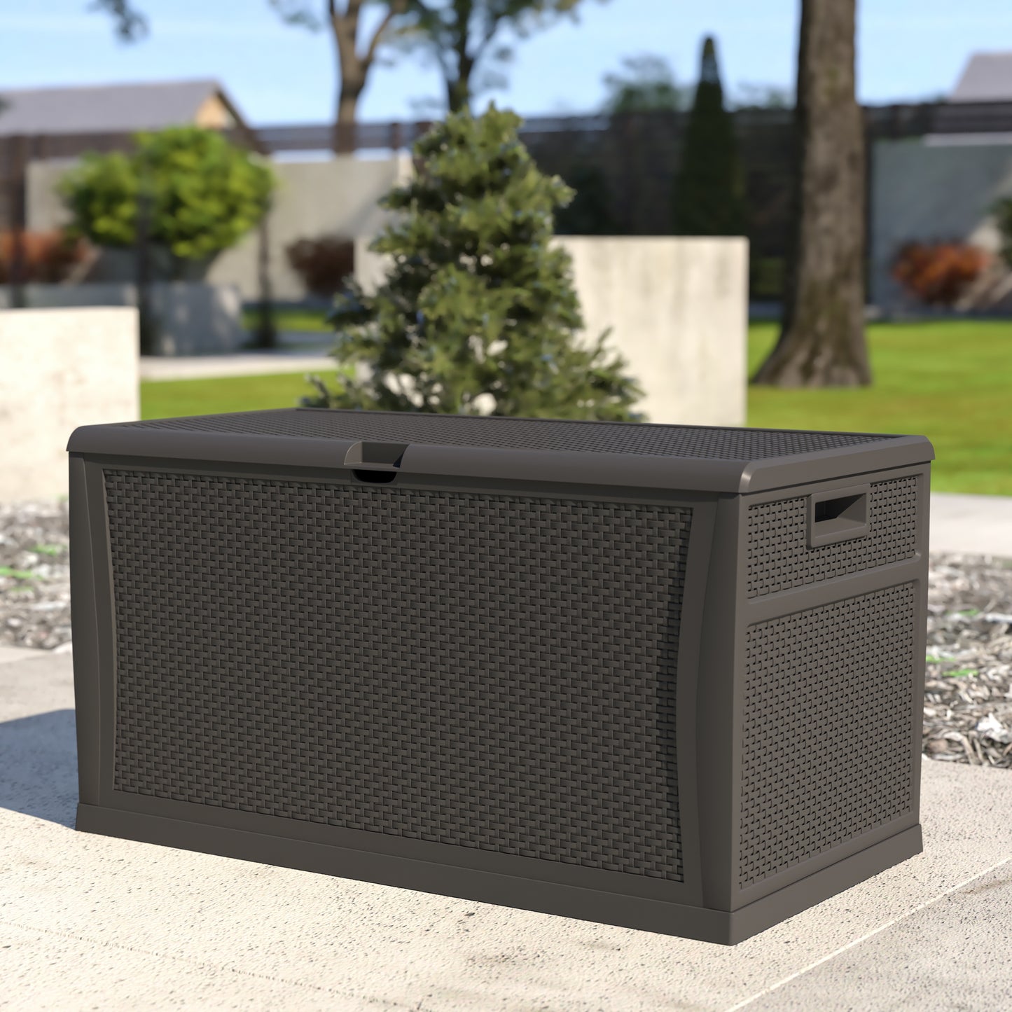 Nobu 120 Gallon Plastic Deck Box - Outdoor Waterproof Storage Box for Patio Cushions, Garden Tools and Pool Toys, Gray Gray