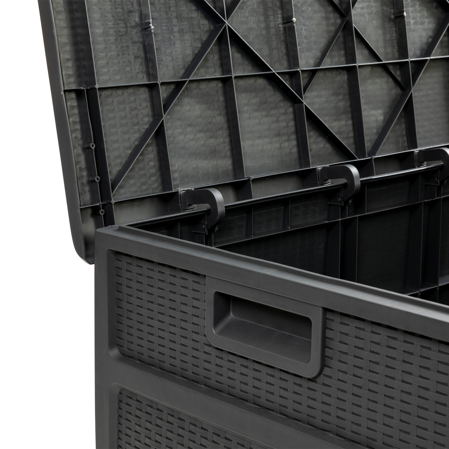 Nobu 120 Gallon Plastic Deck Box - Outdoor Waterproof Storage Box for Patio Cushions, Garden Tools and Pool Toys, Gray Gray