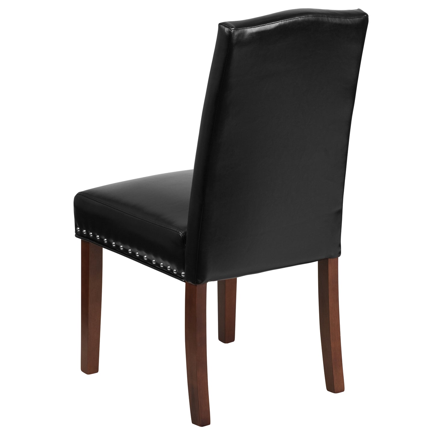 HERCULES Hampton Hill Series Black LeatherSoft Parsons Chair with Silver Accent Nail Trim Black LeatherSoft