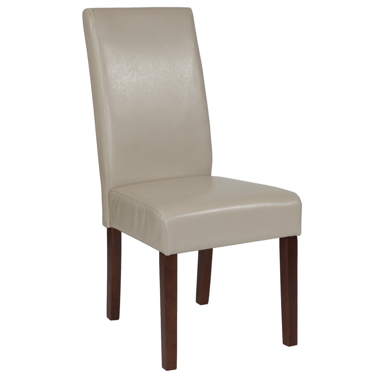 Greenwich Series Ivory LeatherSoft Upholstered Panel Back Mid-Century Parsons Dining Chair Beige LeatherSoft QY-A37-9061-BGL-GG