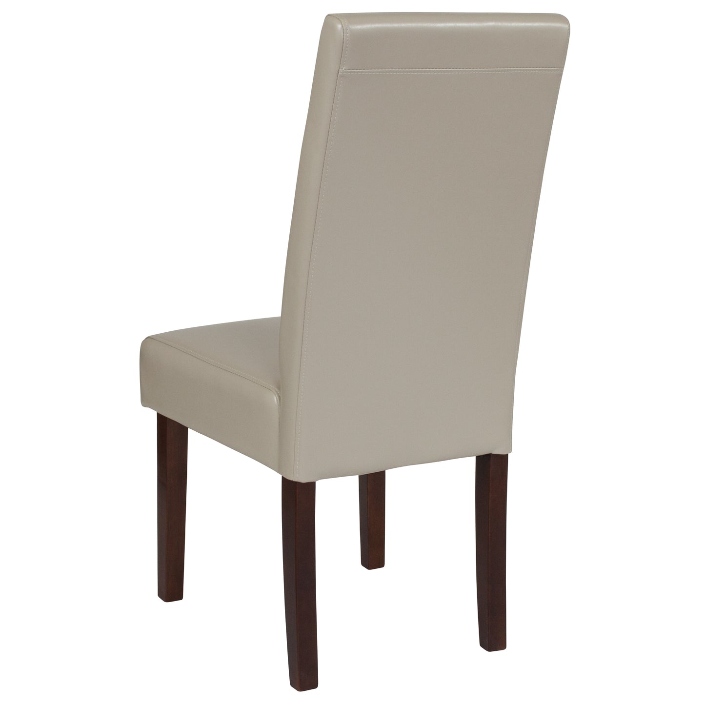 Greenwich Series Ivory LeatherSoft Upholstered Panel Back Mid-Century Parsons Dining Chair Beige LeatherSoft QY-A37-9061-BGL-GG