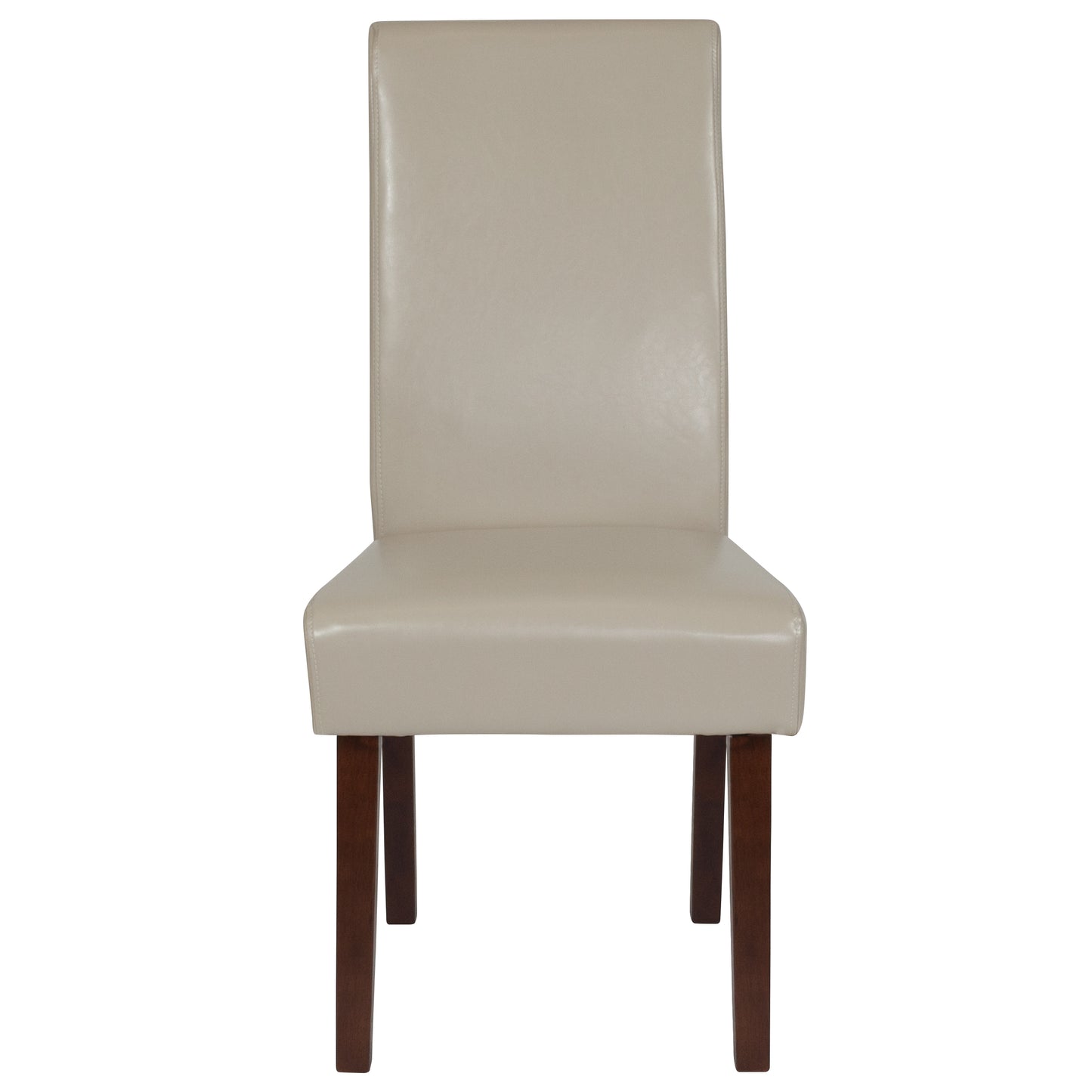 Greenwich Series Ivory LeatherSoft Upholstered Panel Back Mid-Century Parsons Dining Chair Beige LeatherSoft QY-A37-9061-BGL-GG