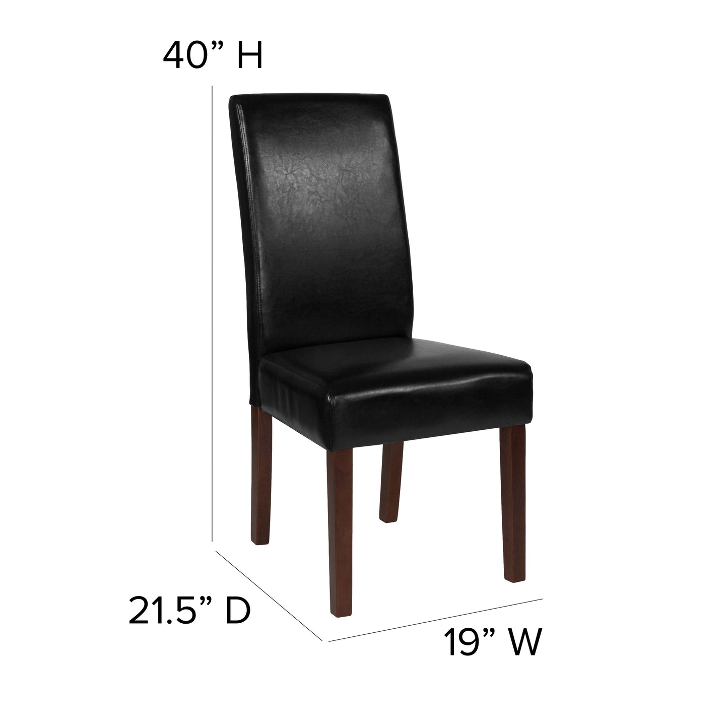Greenwich Series Black LeatherSoft Upholstered Panel Back Mid-Century Parsons Dining Chair Black LeatherSoft QY-A37-9061-BKL-GG