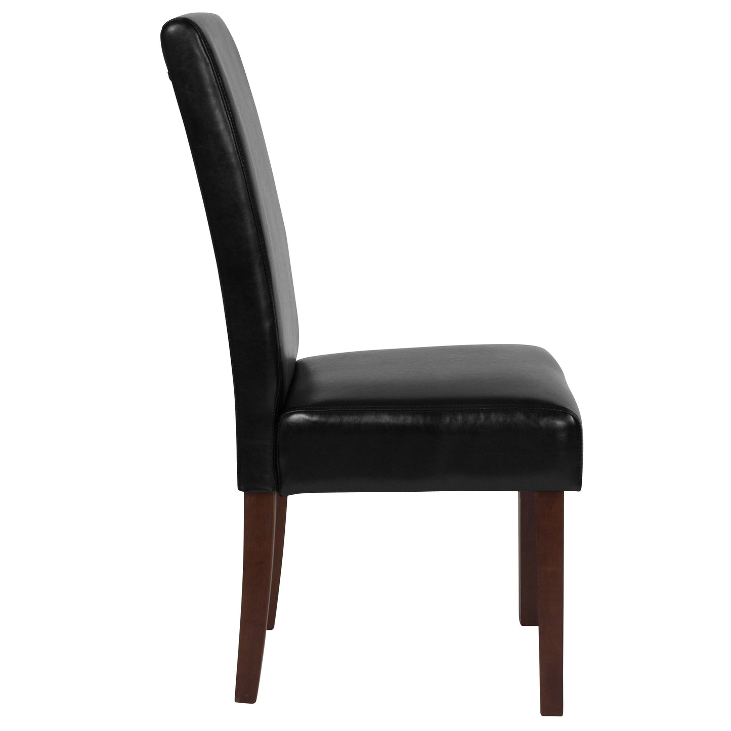 Greenwich Series Black LeatherSoft Upholstered Panel Back Mid-Century Parsons Dining Chair Black LeatherSoft QY-A37-9061-BKL-GG
