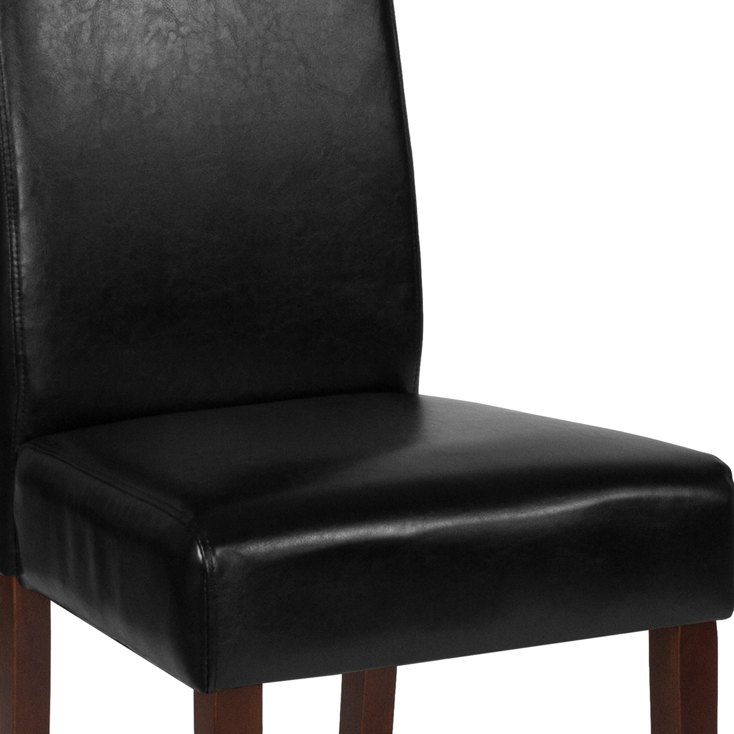 Greenwich Series Black LeatherSoft Upholstered Panel Back Mid-Century Parsons Dining Chair Black LeatherSoft QY-A37-9061-BKL-GG