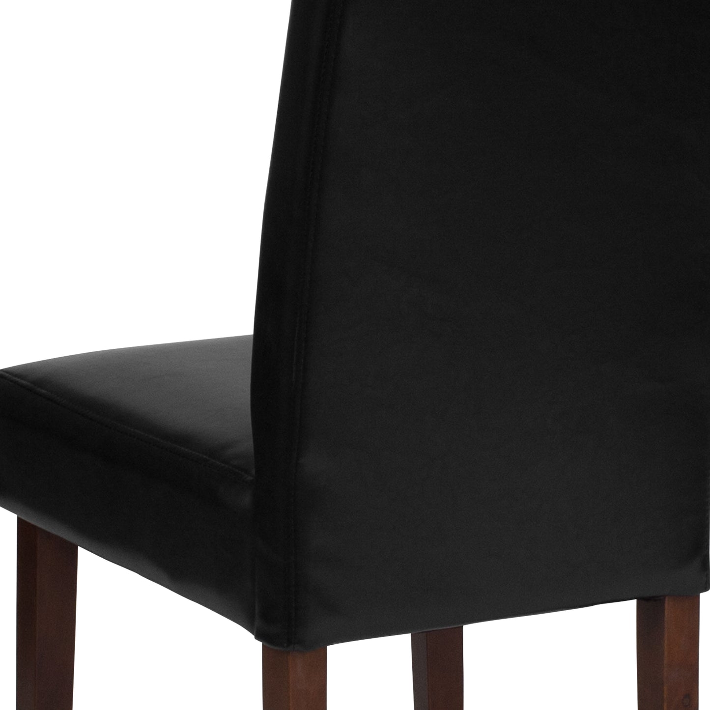 Greenwich Series Black LeatherSoft Upholstered Panel Back Mid-Century Parsons Dining Chair Black LeatherSoft QY-A37-9061-BKL-GG