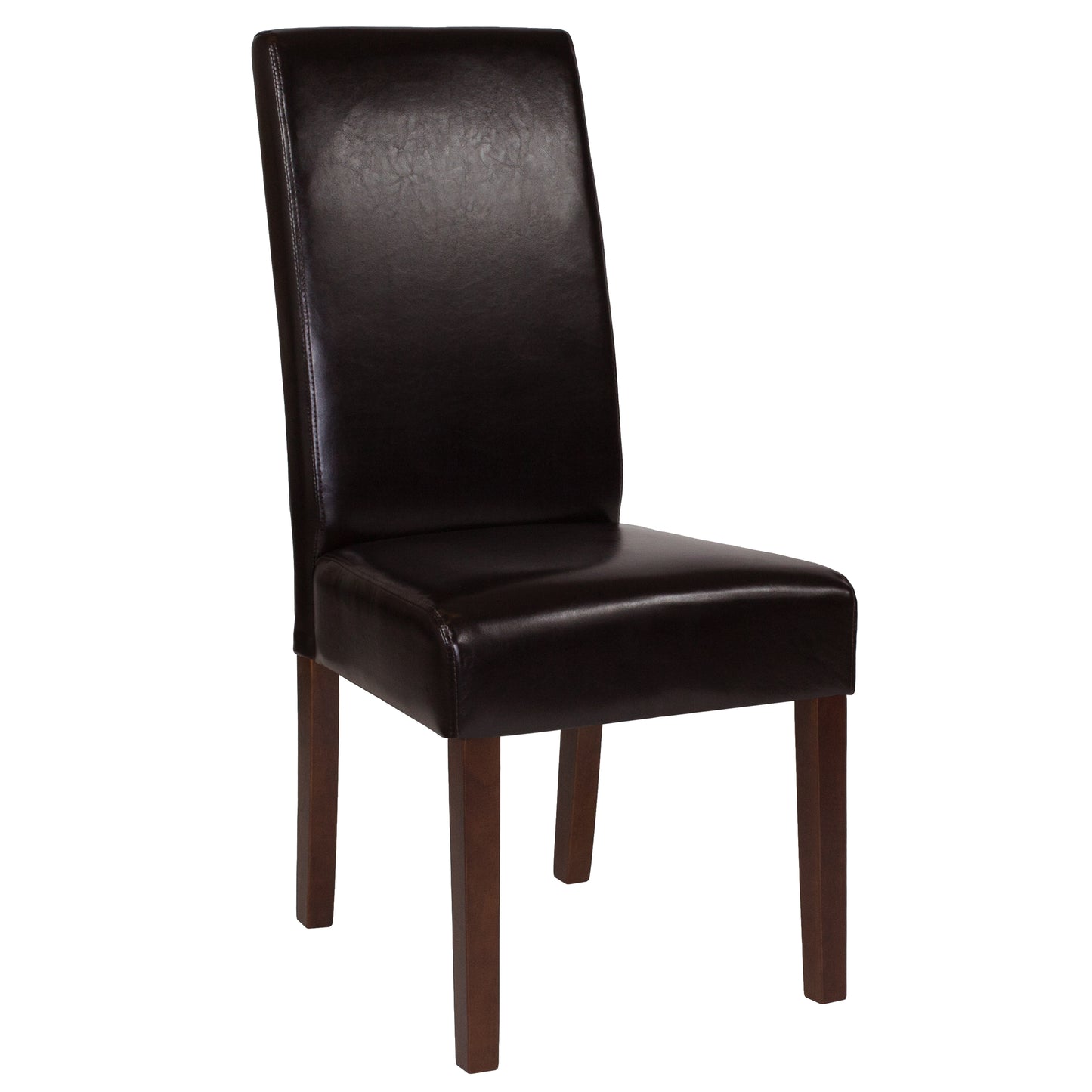 Greenwich Series Brown LeatherSoft Upholstered Panel Back Mid-Century Parsons Dining Chair Brown LeatherSoft