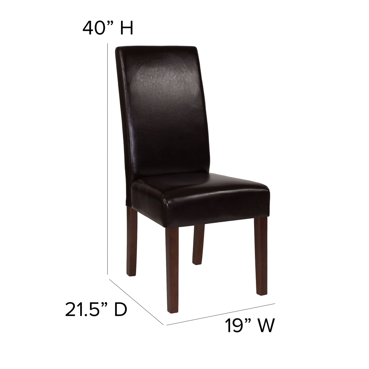Greenwich Series Brown LeatherSoft Upholstered Panel Back Mid-Century Parsons Dining Chair Brown LeatherSoft