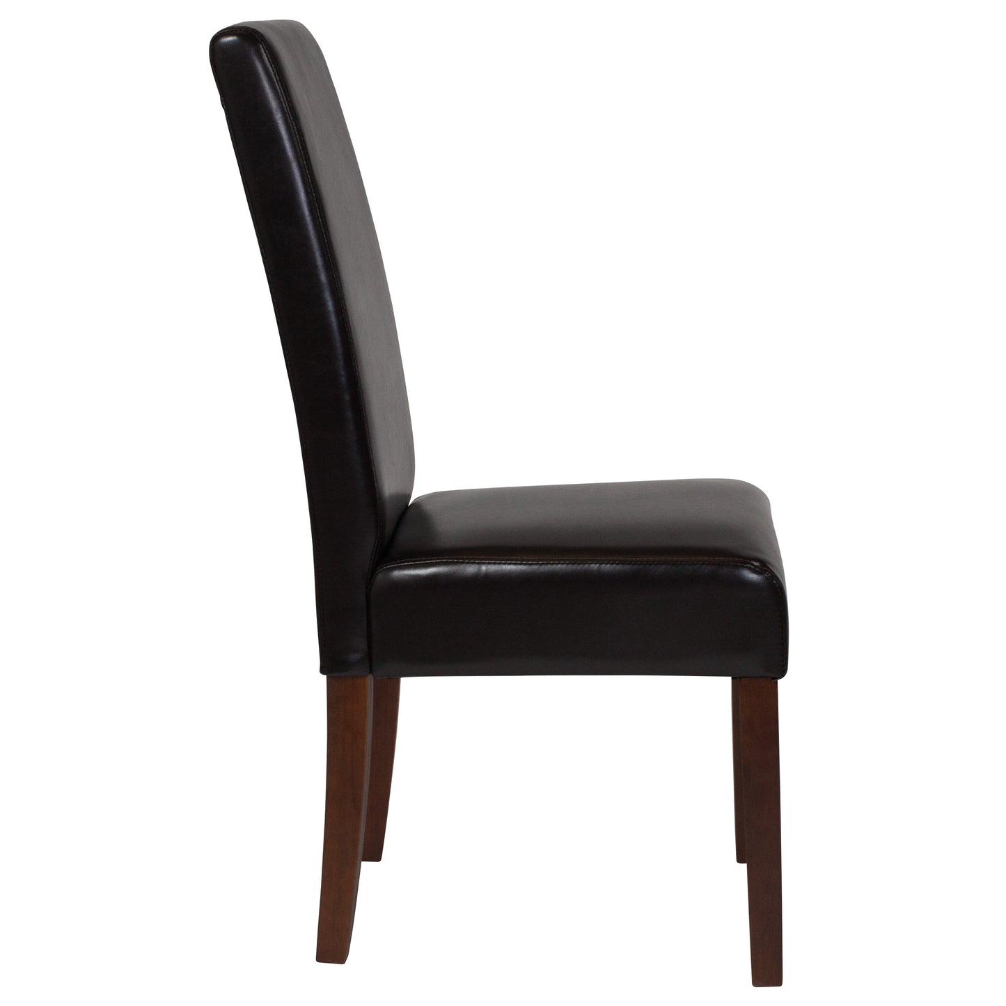 Greenwich Series Brown LeatherSoft Upholstered Panel Back Mid-Century Parsons Dining Chair Brown LeatherSoft