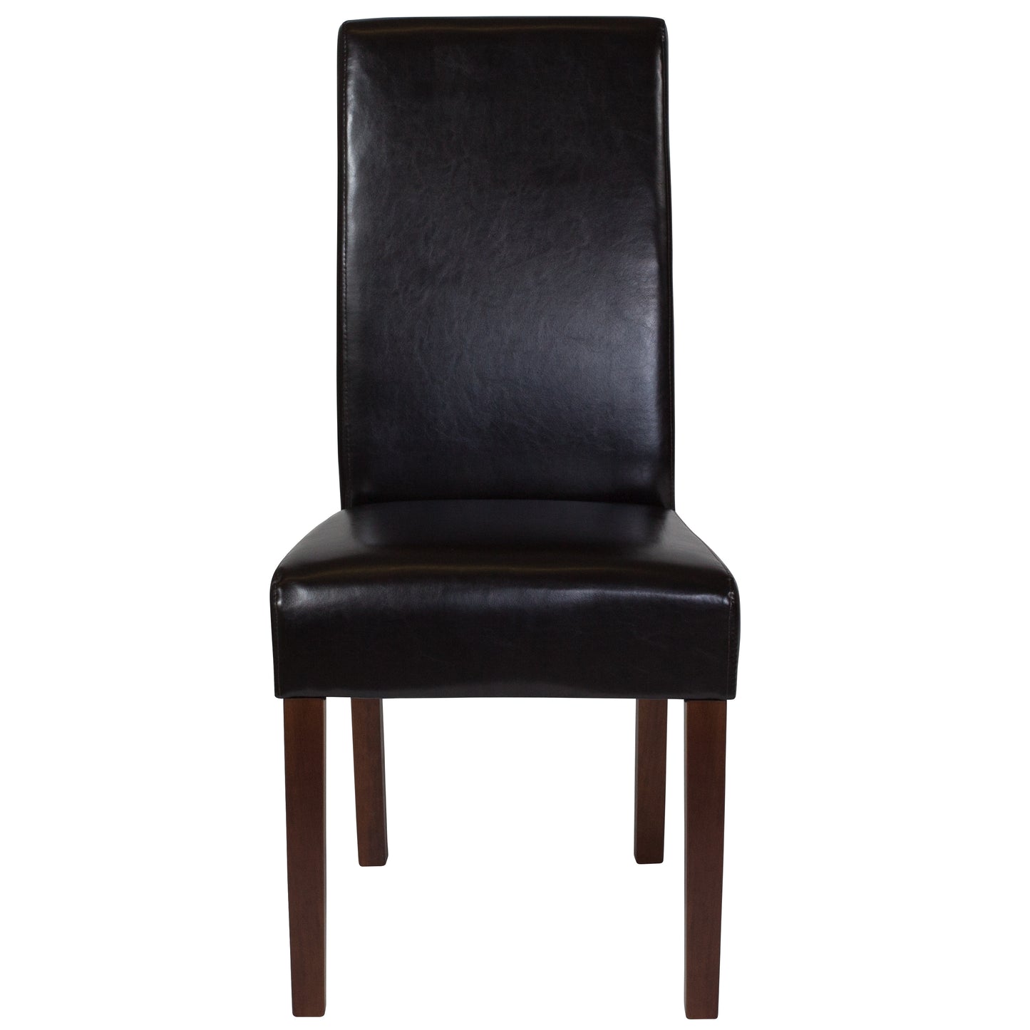 Greenwich Series Brown LeatherSoft Upholstered Panel Back Mid-Century Parsons Dining Chair Brown LeatherSoft
