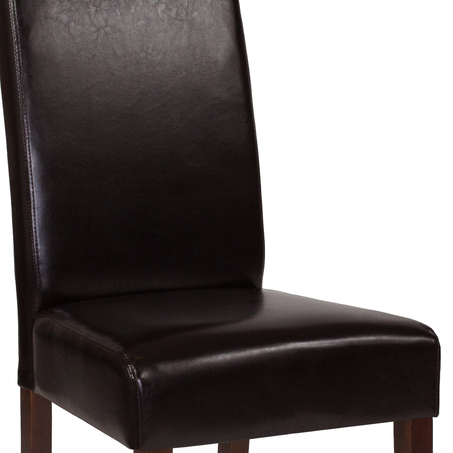 Greenwich Series Brown LeatherSoft Upholstered Panel Back Mid-Century Parsons Dining Chair Brown LeatherSoft
