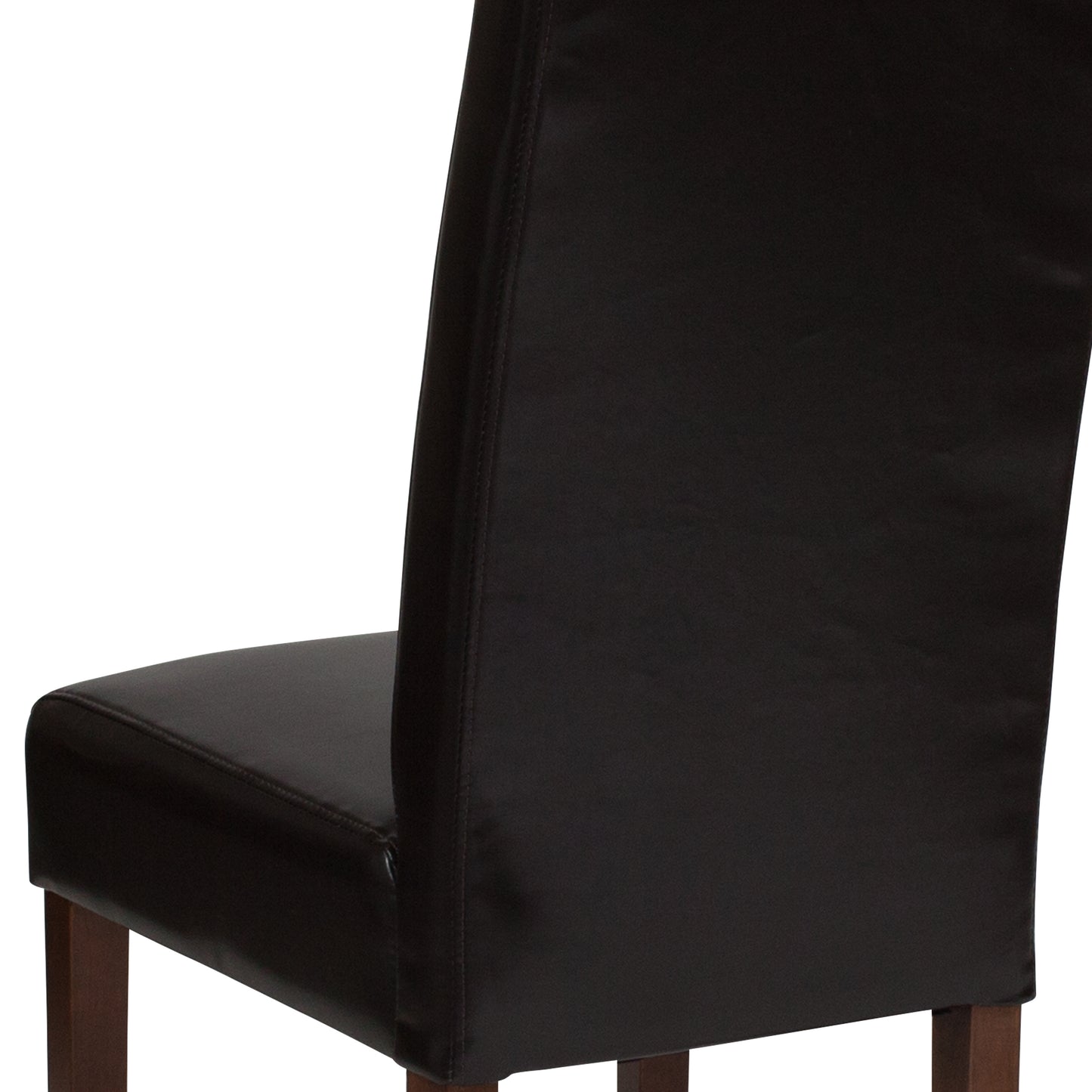 Greenwich Series Brown LeatherSoft Upholstered Panel Back Mid-Century Parsons Dining Chair Brown LeatherSoft