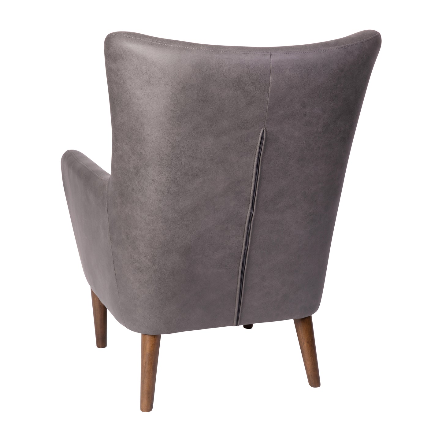 Connor Traditional Wingback Accent Chair, Commercial Grade Faux Leather Upholstery and Wooden Frame and Legs, Dark Gray Dark Gray