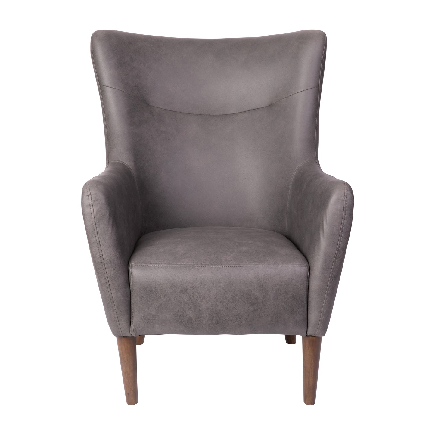 Connor Traditional Wingback Accent Chair, Commercial Grade Faux Leather Upholstery and Wooden Frame and Legs, Dark Gray Dark Gray