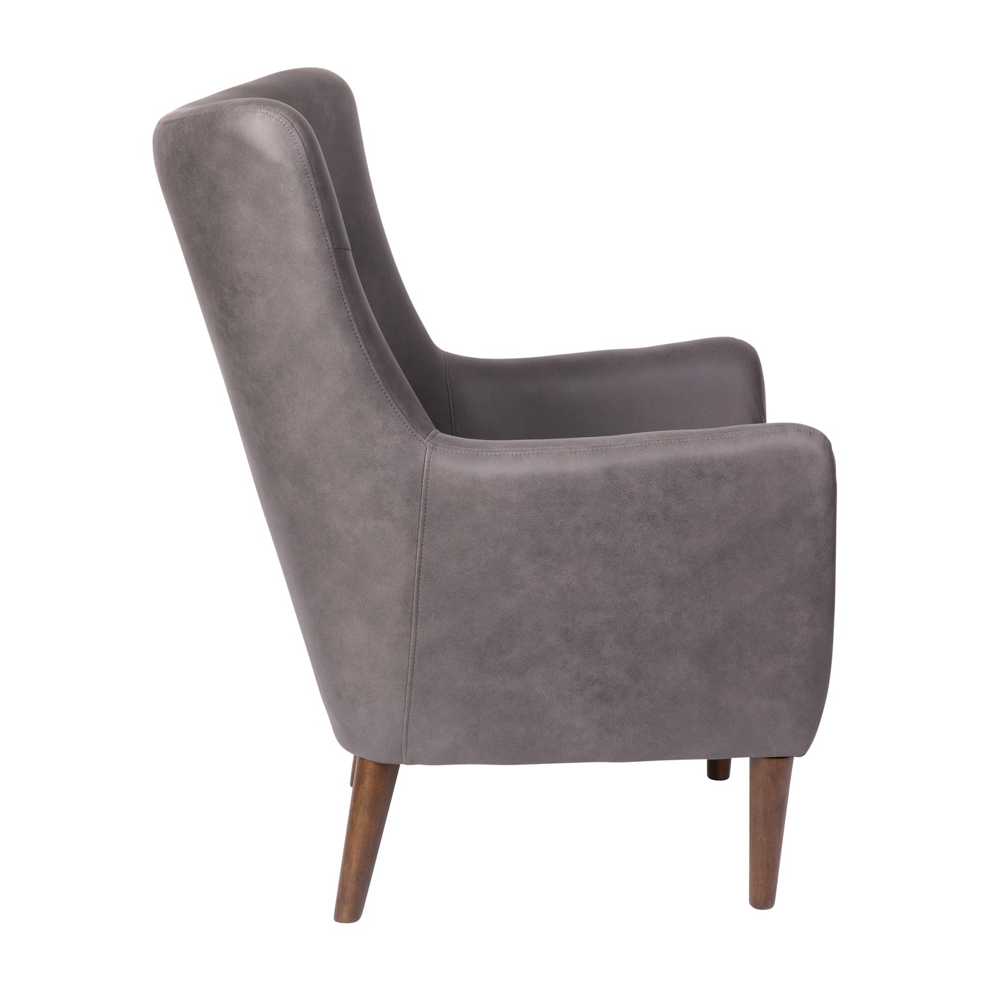 Connor Traditional Wingback Accent Chair, Commercial Grade Faux Leather Upholstery and Wooden Frame and Legs, Dark Gray Dark Gray