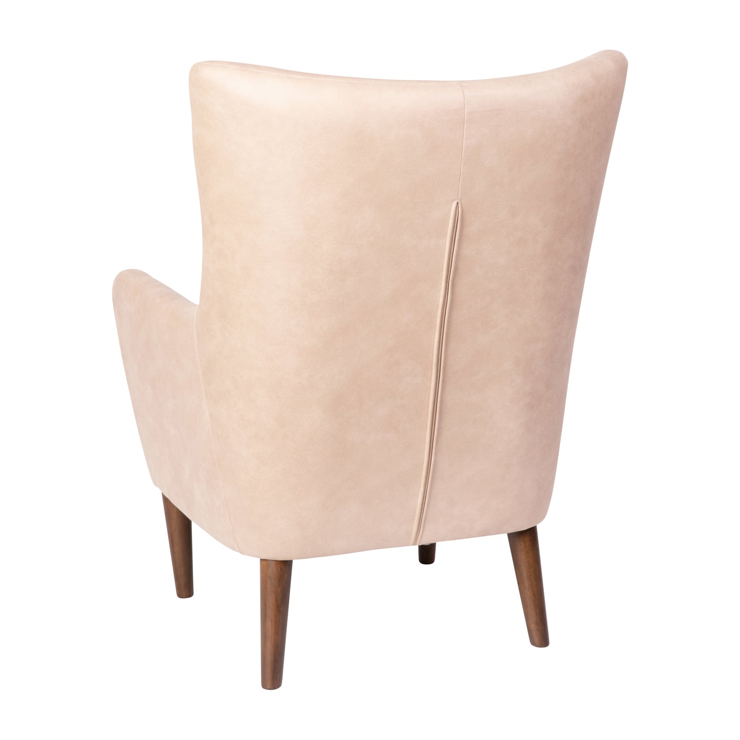 Connor Traditional Wingback Accent Chair, Commercial Grade Faux Leather Upholstery and Wooden Frame and Legs, Light Brown Light Brown