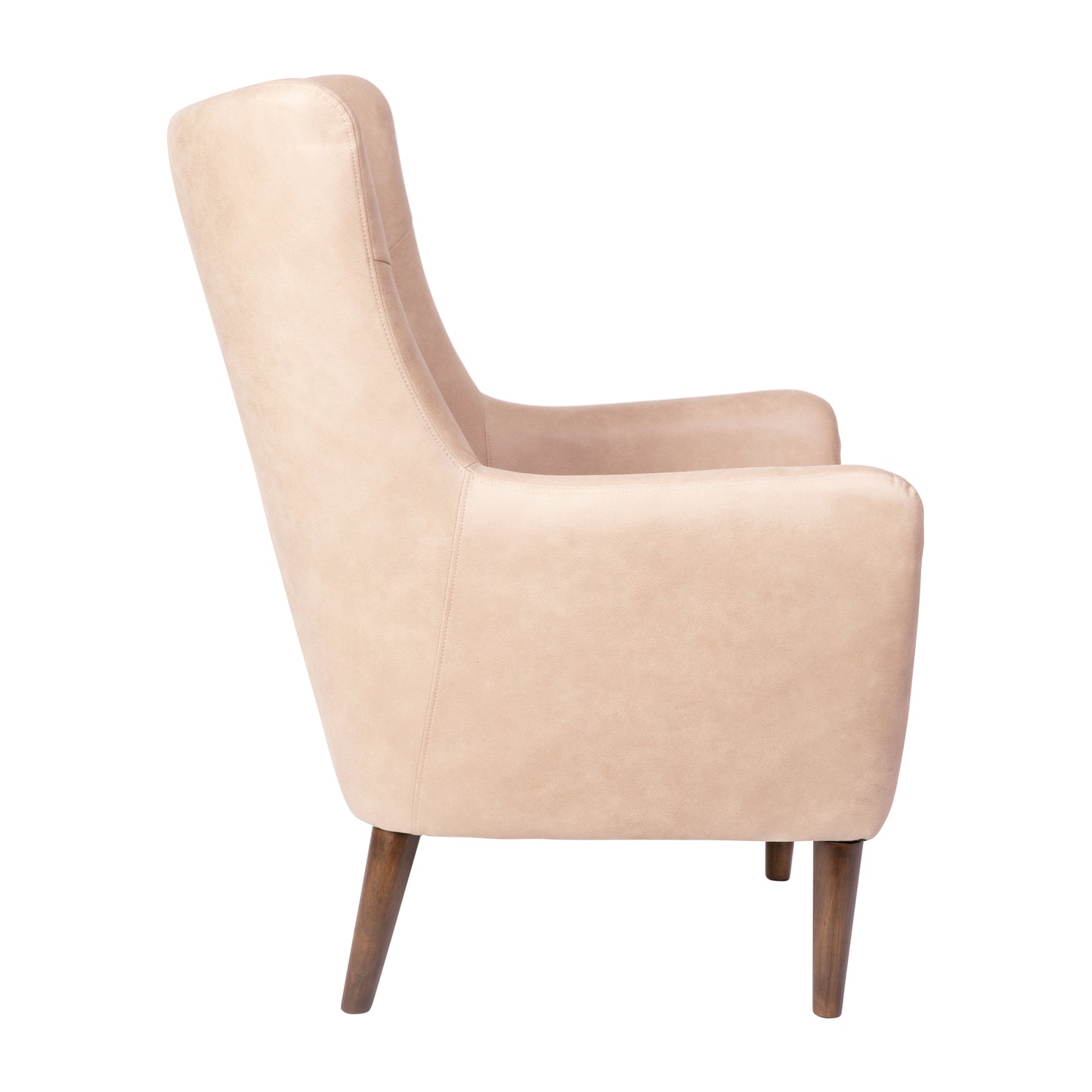 Connor Traditional Wingback Accent Chair, Commercial Grade Faux Leather Upholstery and Wooden Frame and Legs, Light Brown Light Brown