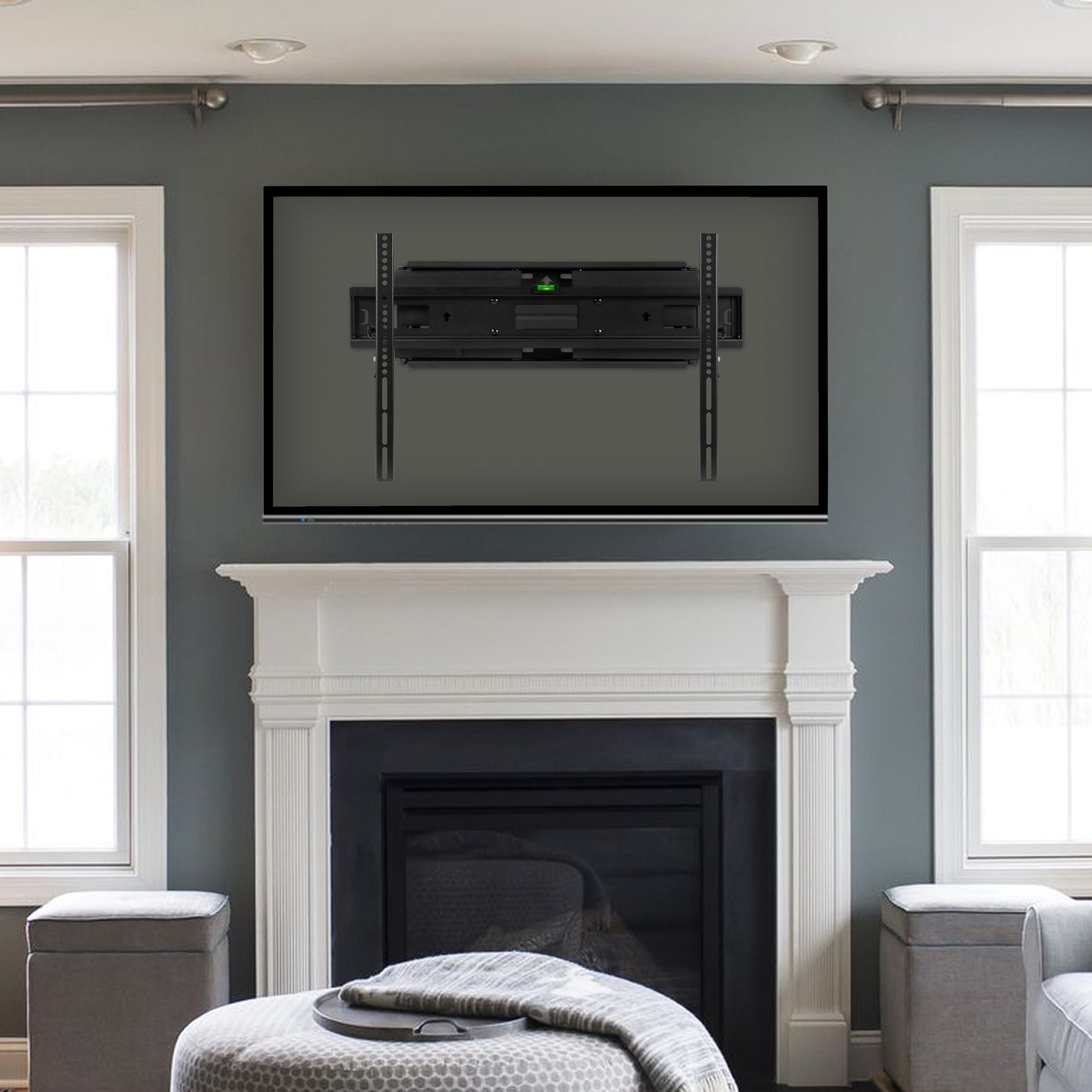 FLASH MOUNT Full Motion TV Wall Mount - Built-In Level - Fit most TV's 40" - 84" (Weight Cap 100LB) Black RA-MP006-GG