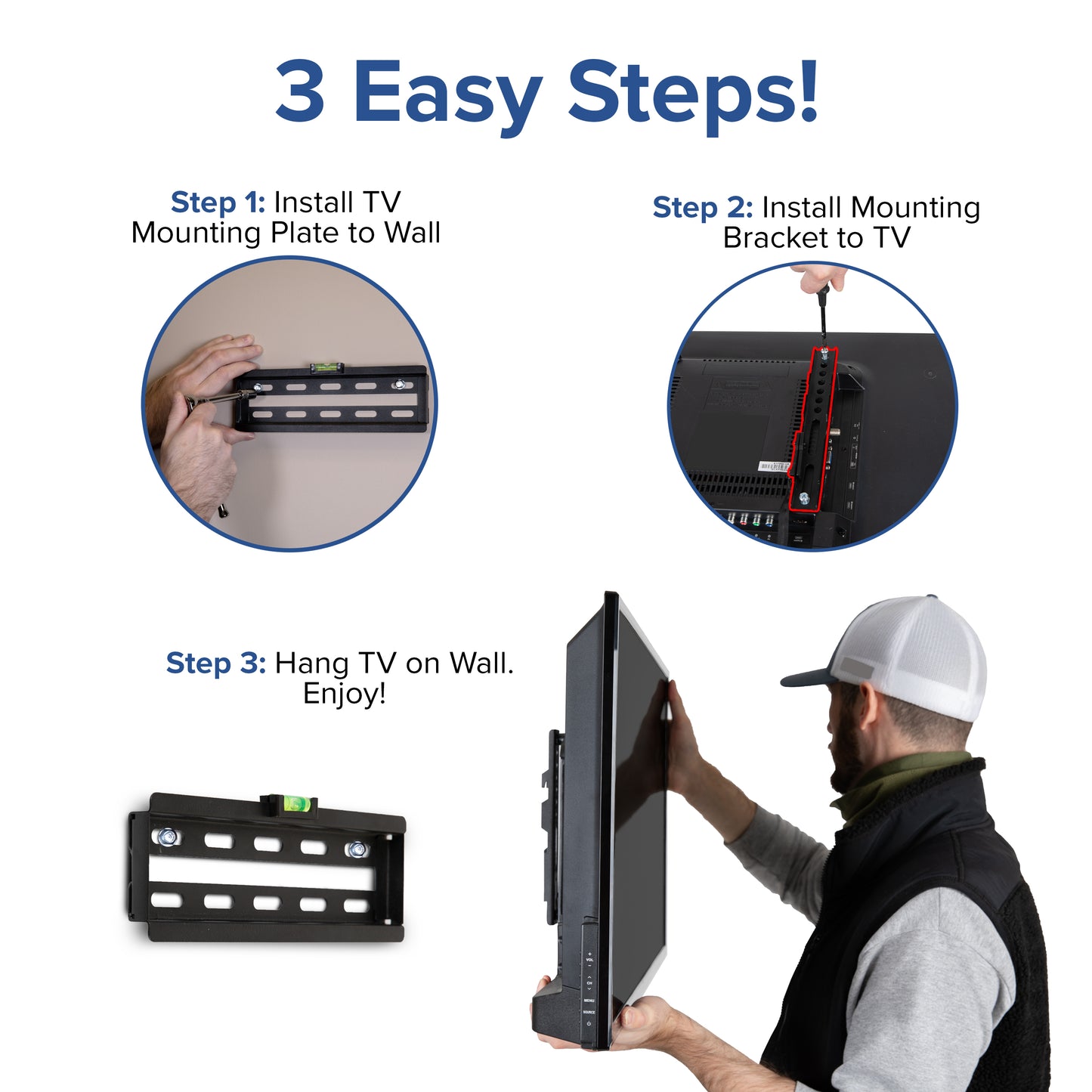 FLASH MOUNT Full Motion TV Wall Mount - Built-In Level - Fit most TV's 40" - 84" (Weight Cap 100LB) Black RA-MP006-GG