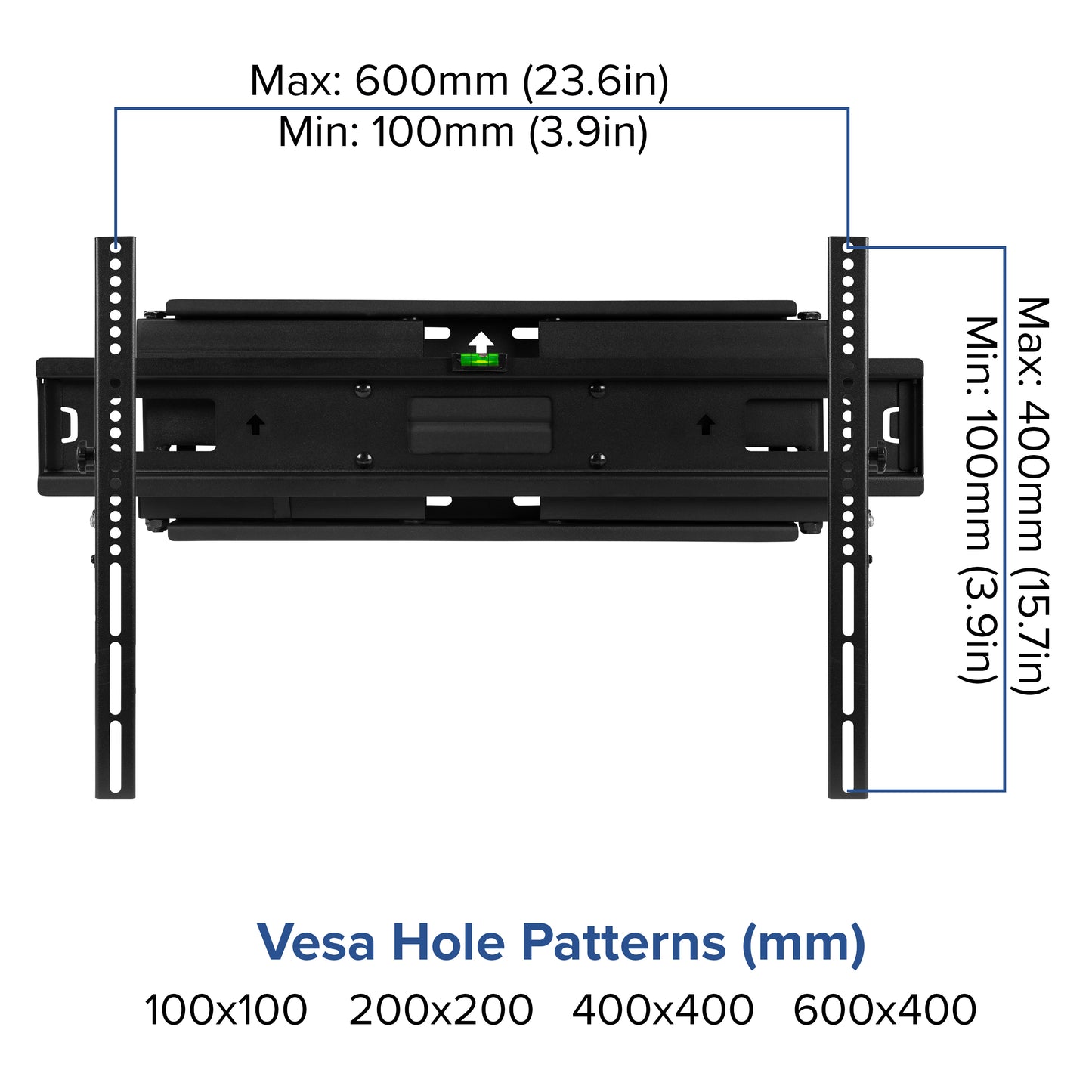FLASH MOUNT Full Motion TV Wall Mount - Built-In Level - Fit most TV's 40" - 84" (Weight Cap 100LB) Black RA-MP006-GG