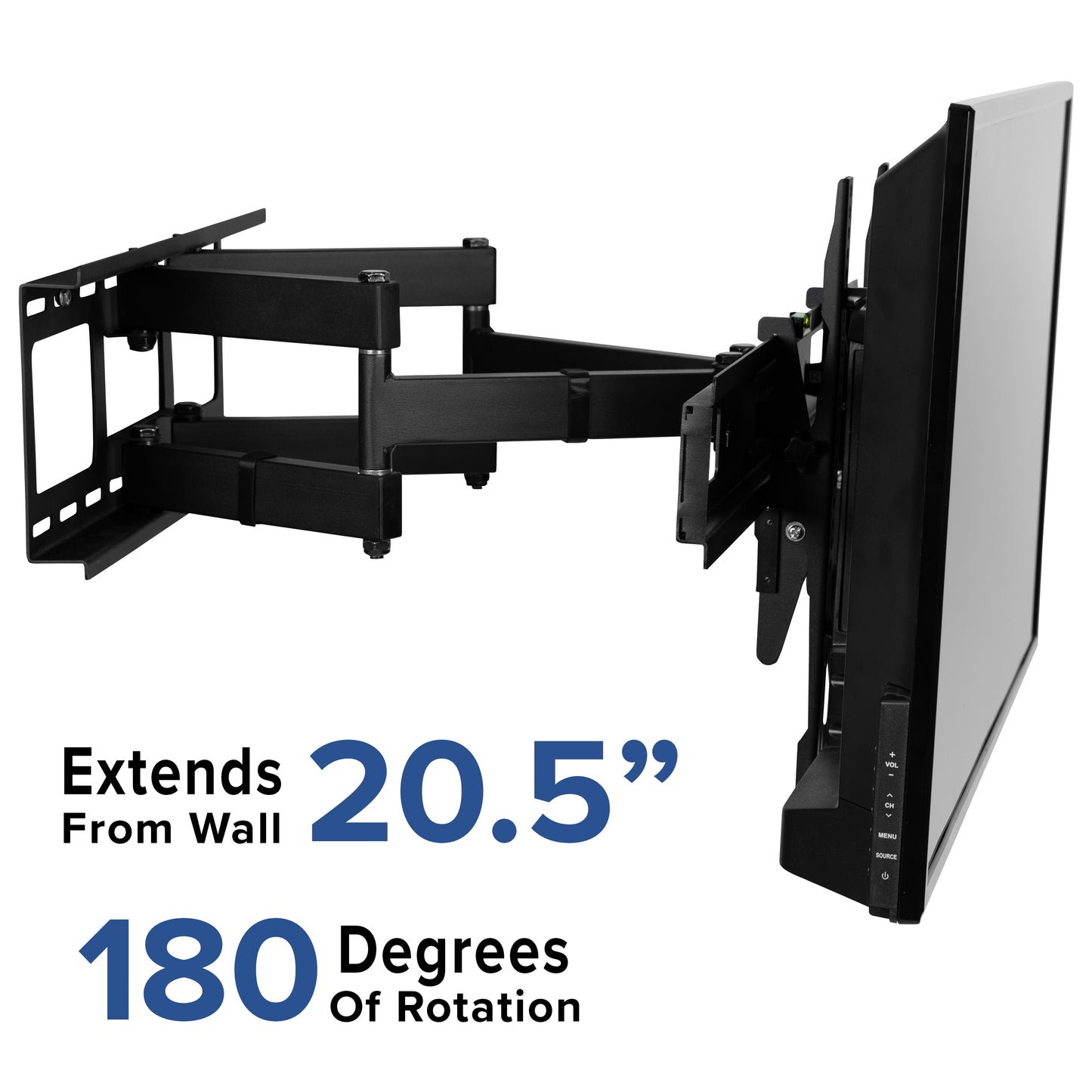 FLASH MOUNT Full Motion TV Wall Mount - Built-In Level - Fit most TV's 40" - 84" (Weight Cap 100LB) Black RA-MP006-GG