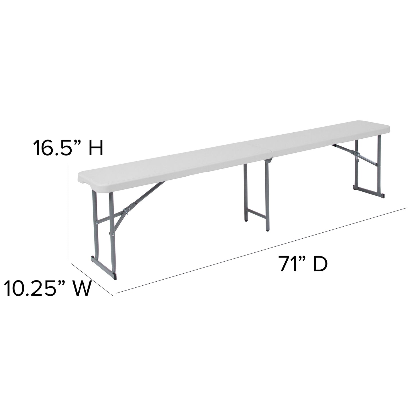 Talbott 10.25''W x 71''L Bi-Fold Granite White Plastic Bench with Carrying Handle Granite White