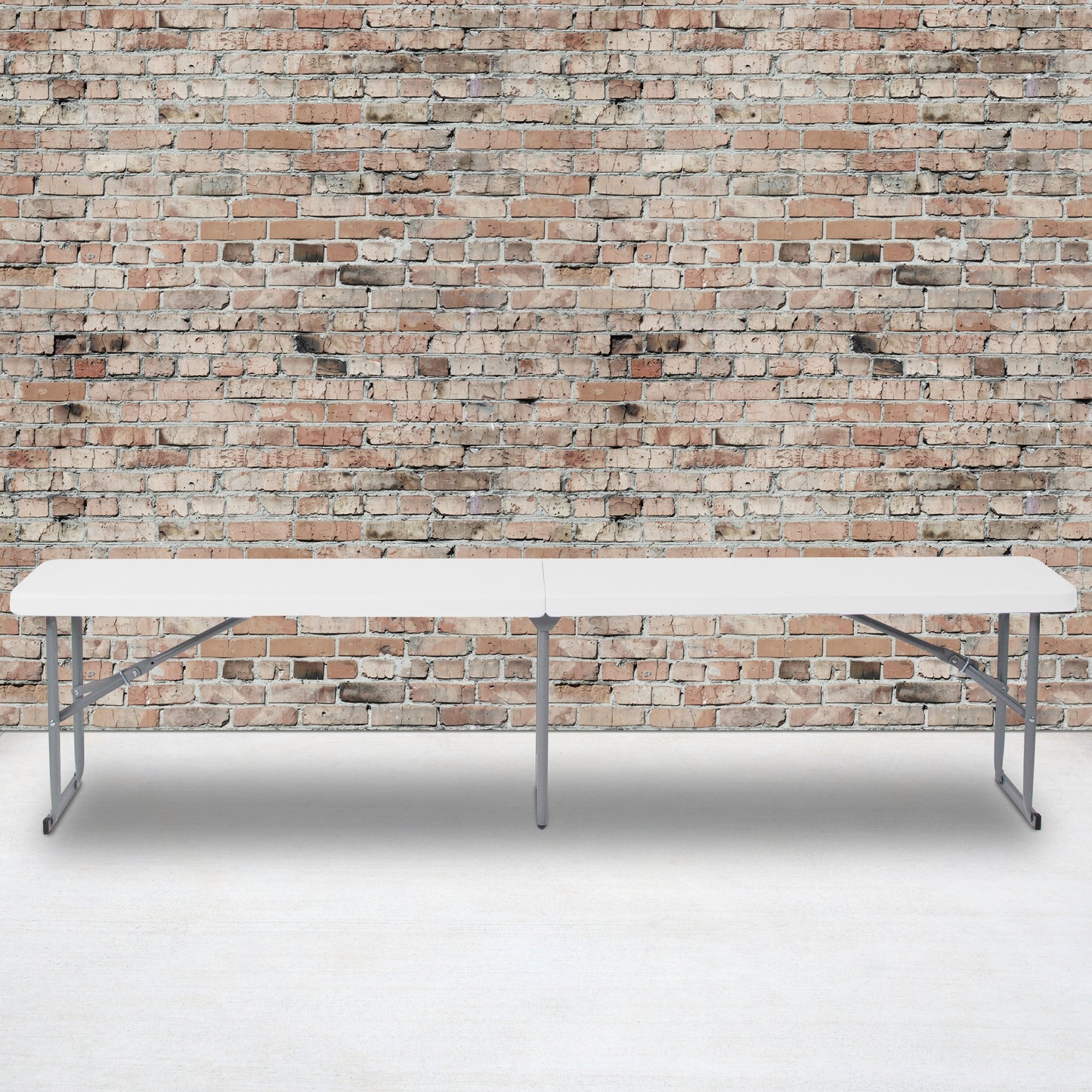 Talbott 10.25''W x 71''L Bi-Fold Granite White Plastic Bench with Carrying Handle Granite White