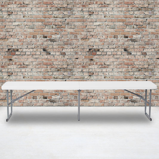 Talbott 10.25''W x 71''L Bi-Fold Granite White Plastic Bench with Carrying Handle Granite White