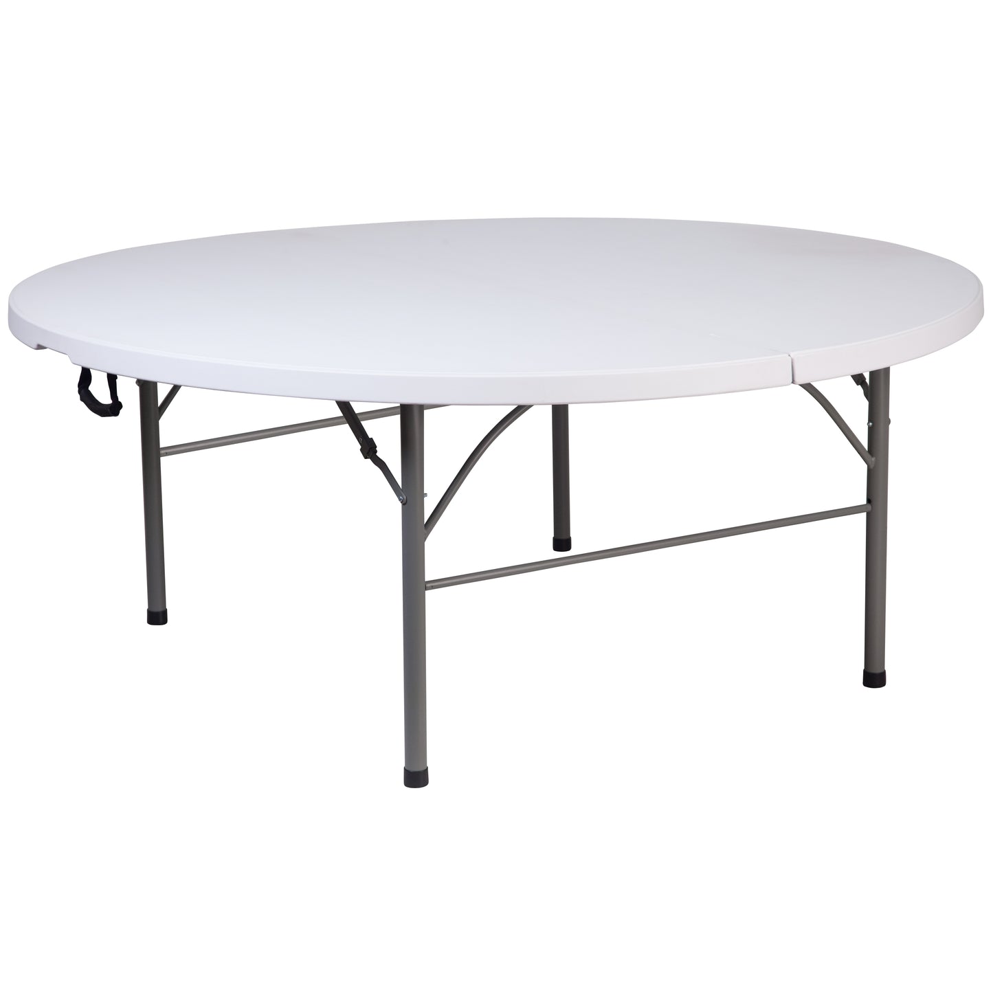 Kathryn 5.89-Foot Round Bi-Fold Granite White Plastic Banquet and Event Folding Table with Carrying Handle Granite White RB-183RFH-GG