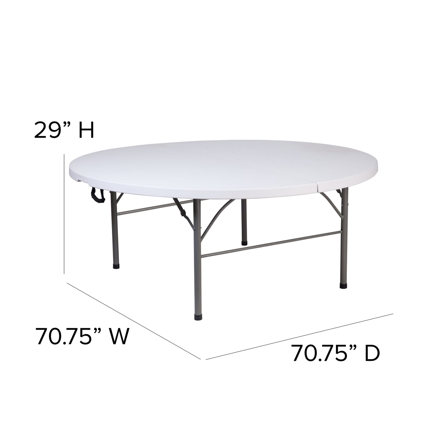 Kathryn 5.89-Foot Round Bi-Fold Granite White Plastic Banquet and Event Folding Table with Carrying Handle Granite White RB-183RFH-GG