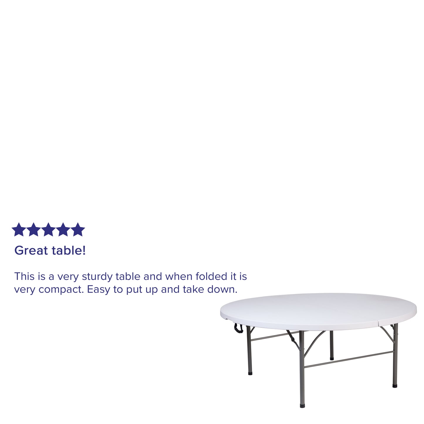 Kathryn 5.89-Foot Round Bi-Fold Granite White Plastic Banquet and Event Folding Table with Carrying Handle Granite White RB-183RFH-GG