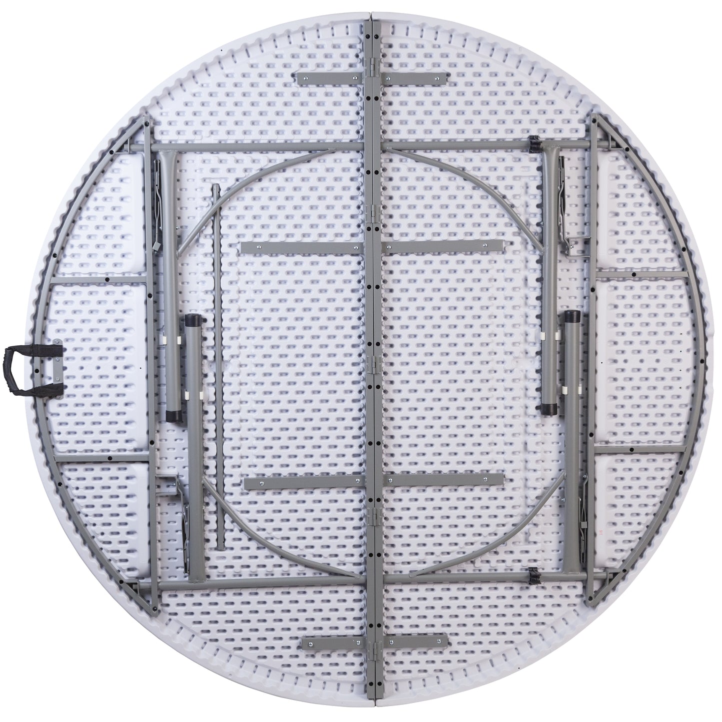 Kathryn 5.89-Foot Round Bi-Fold Granite White Plastic Banquet and Event Folding Table with Carrying Handle Granite White RB-183RFH-GG