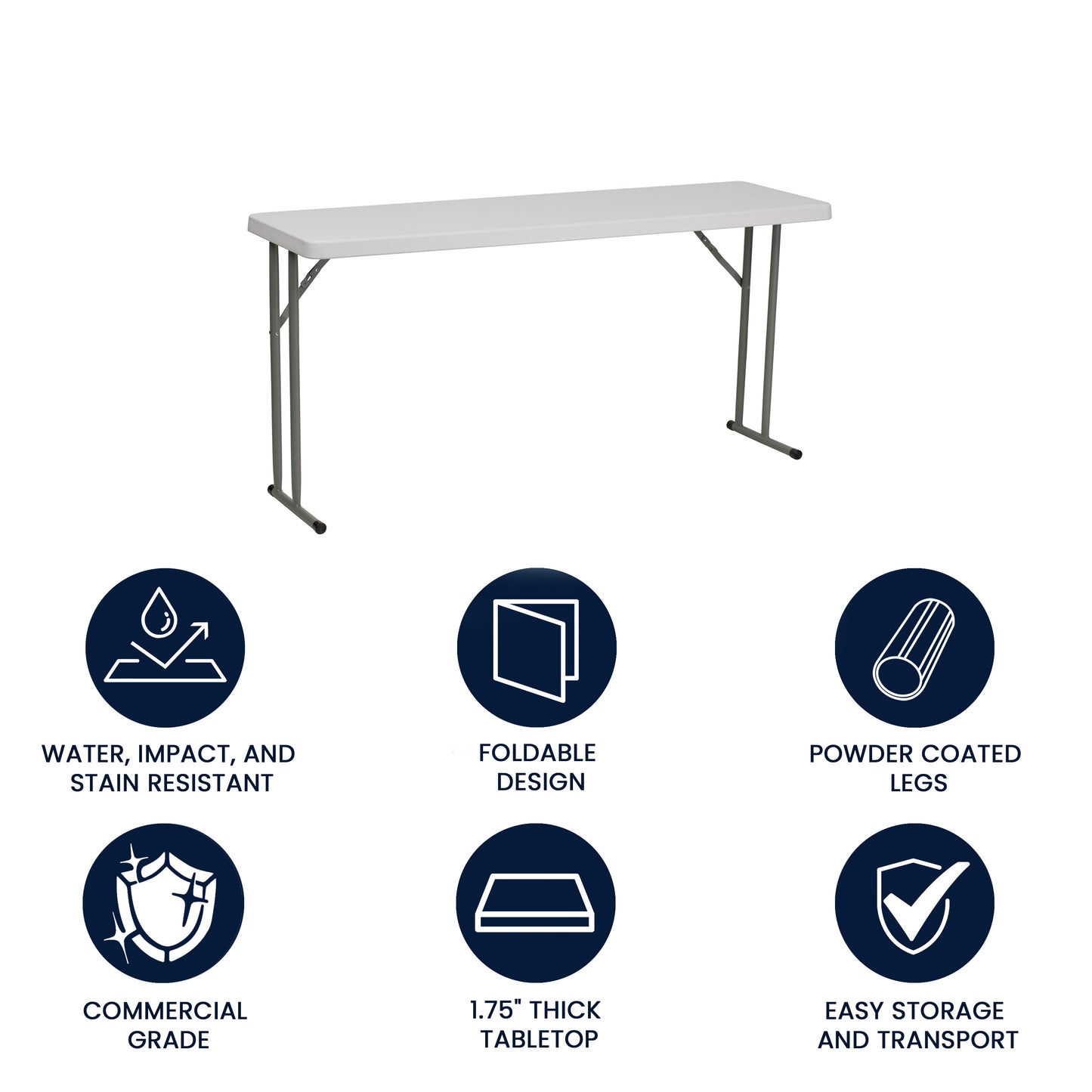 Kathryn 5-Foot Granite White Plastic Folding Training Table Granite White