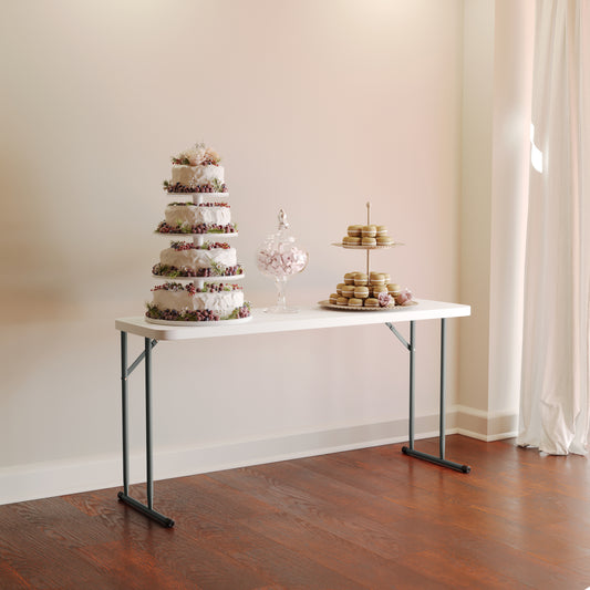 Kathryn 5-Foot Granite White Plastic Folding Training Table Granite White
