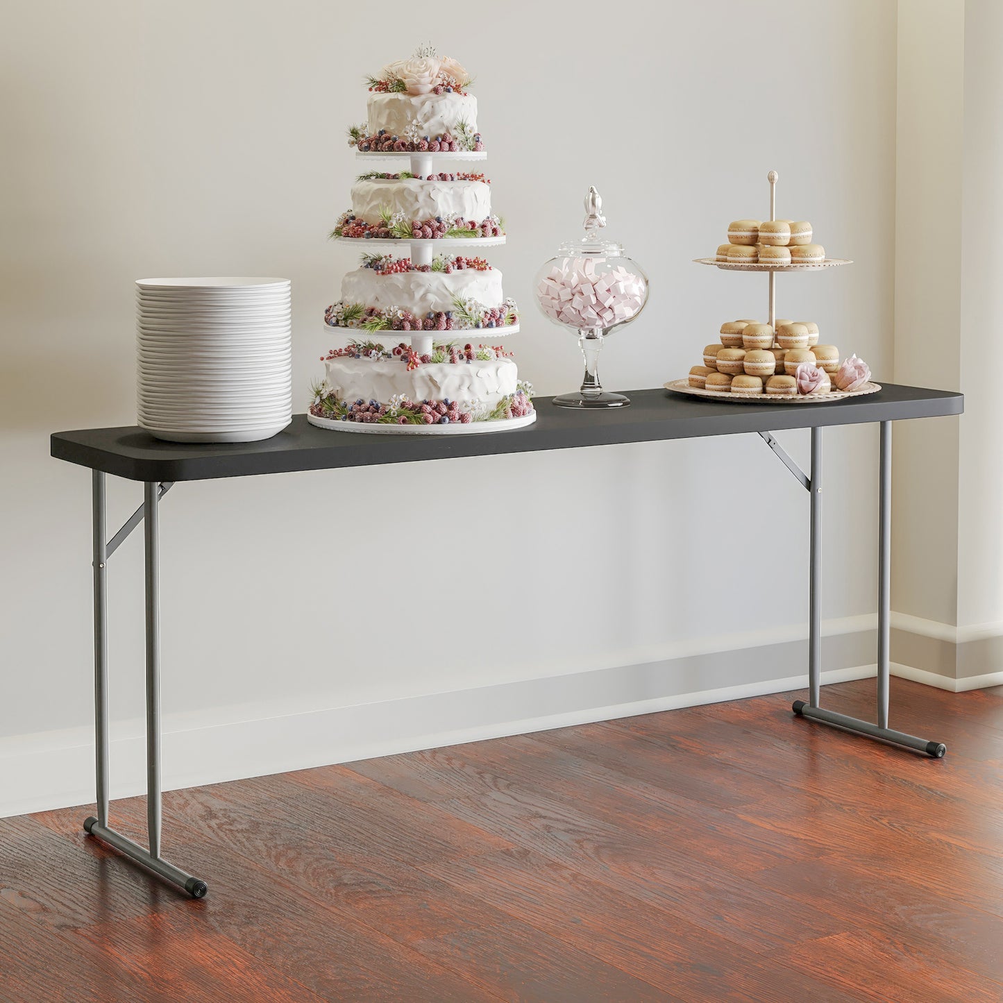 Kathryn 6-Foot Black Plastic Folding Training Table Black