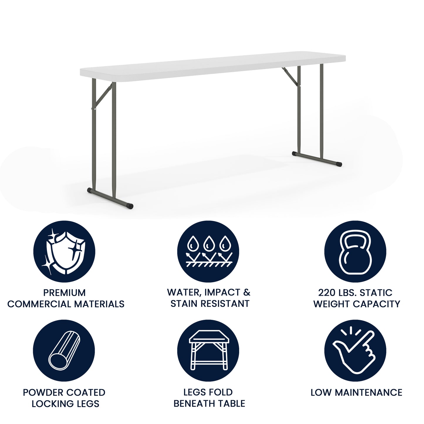 Kathryn 6-Foot Granite White Plastic Folding Training Table Granite White