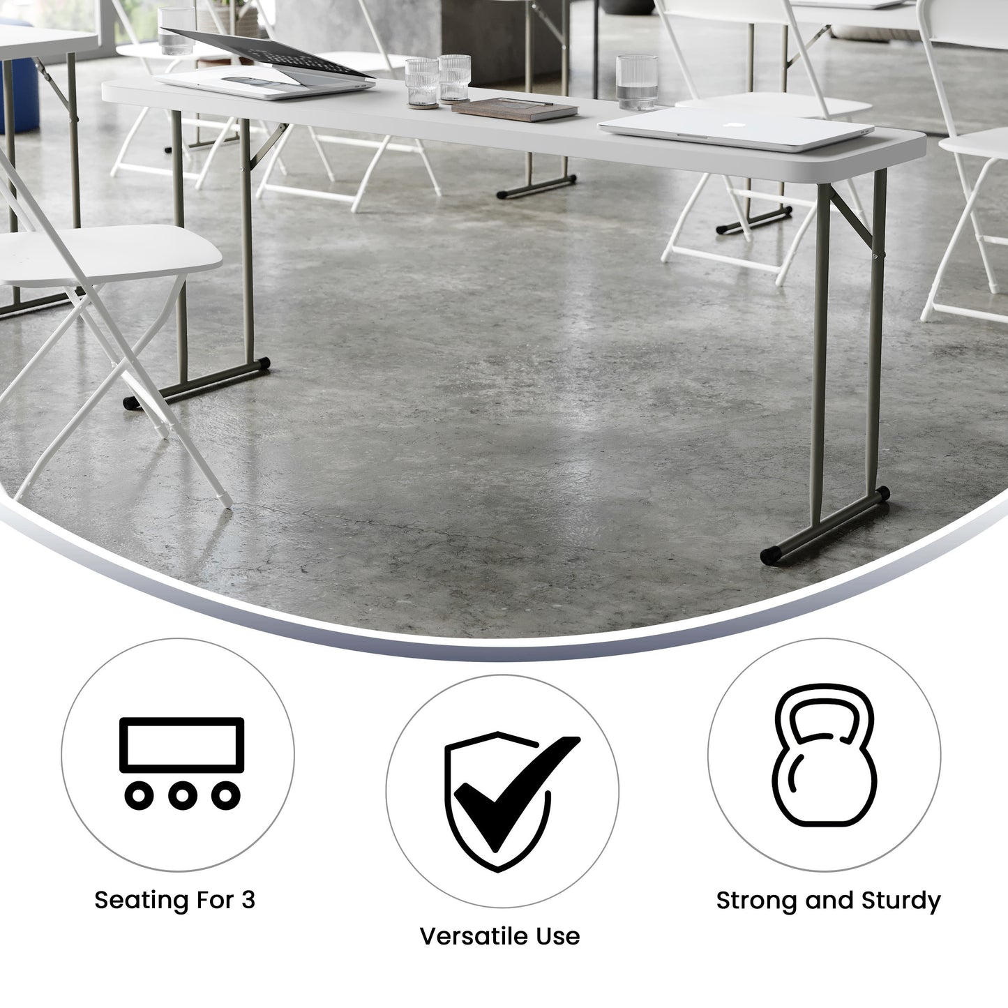 Kathryn 6-Foot Granite White Plastic Folding Training Table Granite White