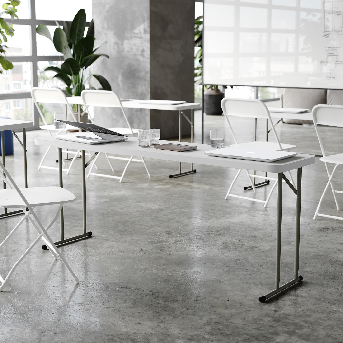 Kathryn 6-Foot Granite White Plastic Folding Training Table Granite White