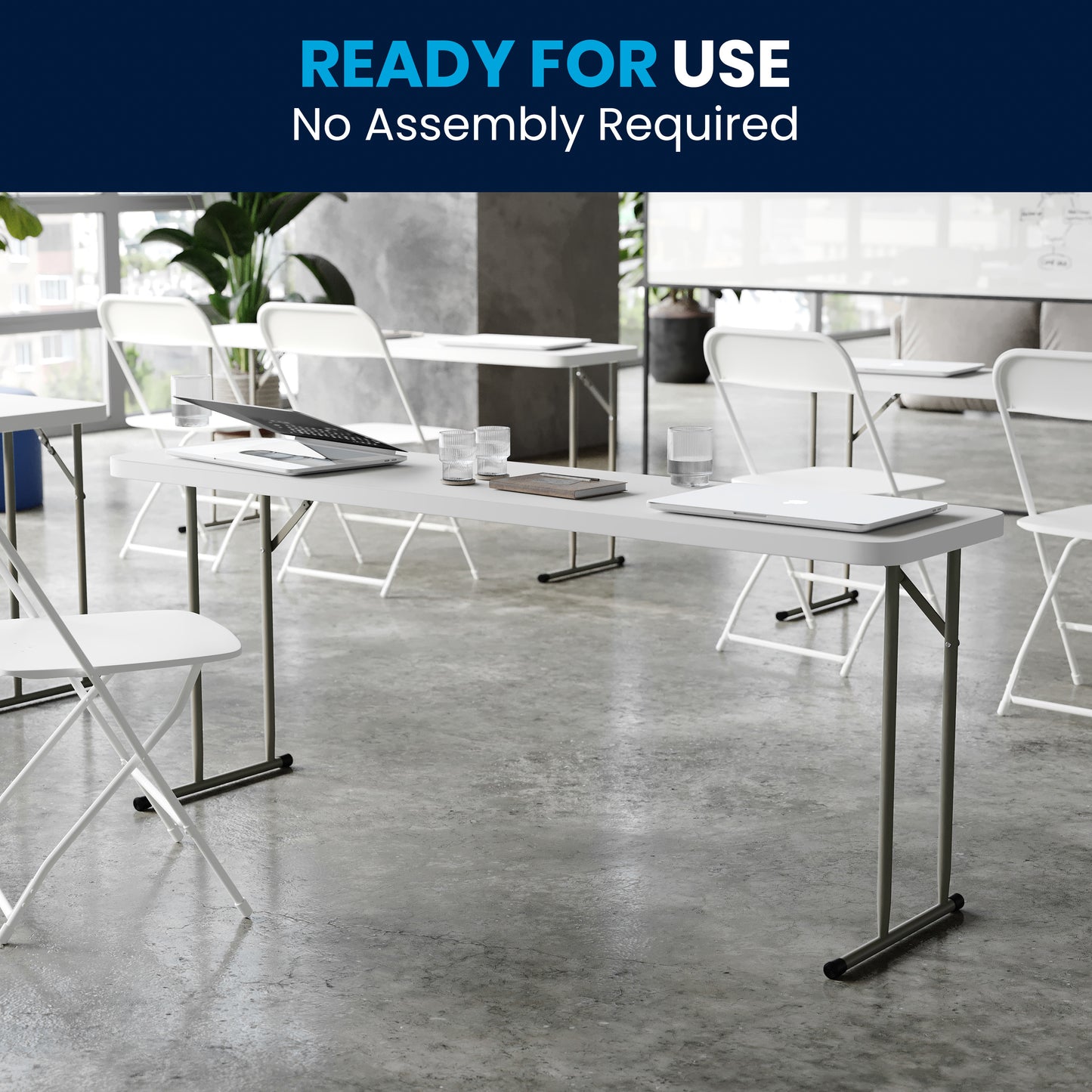 Kathryn 6-Foot Granite White Plastic Folding Training Table Granite White