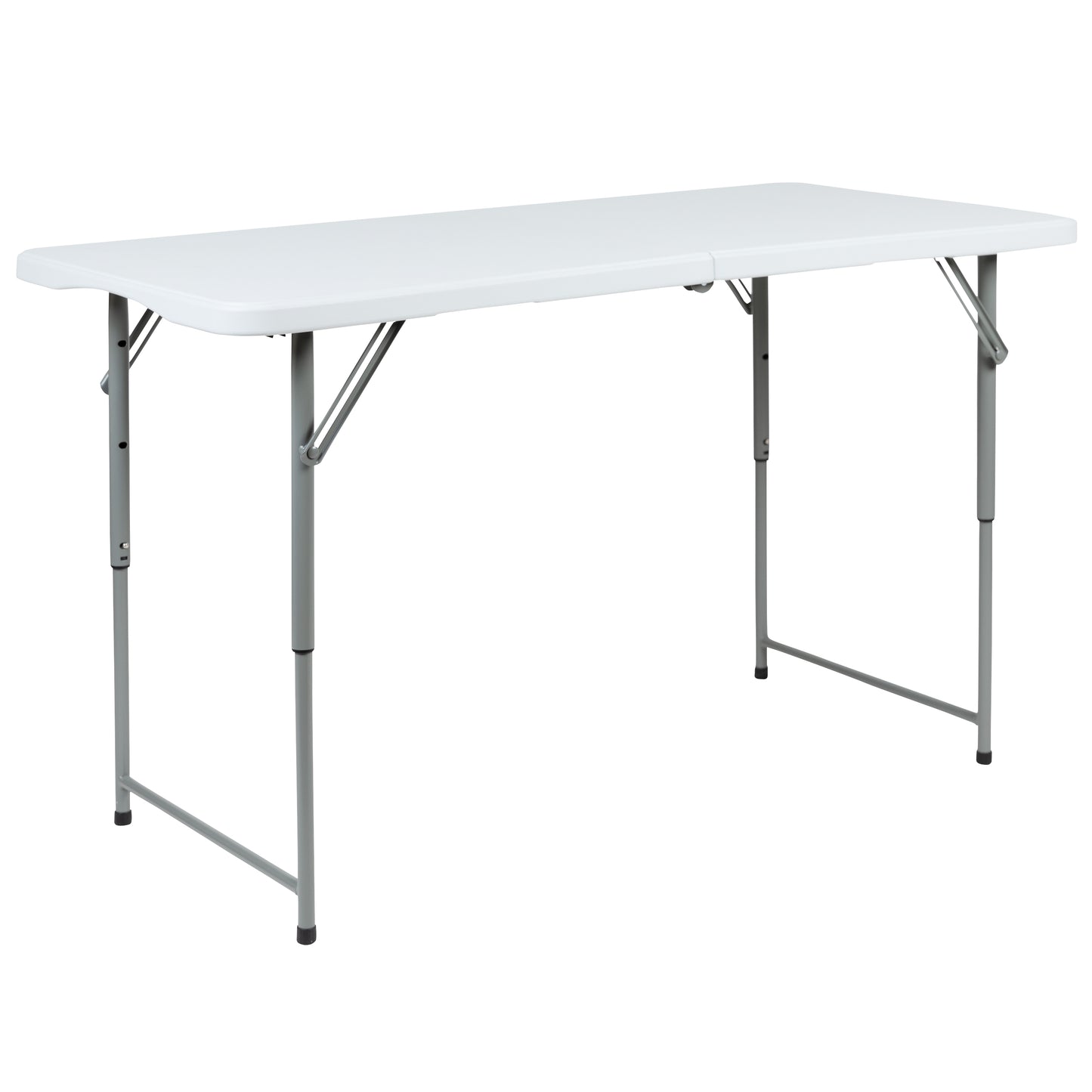 Kathryn 4-Foot Height Adjustable Bi-Fold Granite White Plastic Folding Table Granite White
